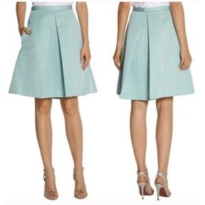 Tibi Skirt Katia Pleated Neoprene Mint Green Retail $495 NWOT Womens Size 6